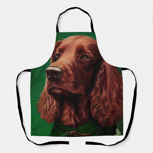 Irish Red Setter Dog in St. Patrick's Day Dress Schürze (Vorderseite)