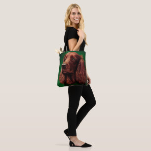 Irish Red Setter Dog in St. Patrick's Day Dress Tasche