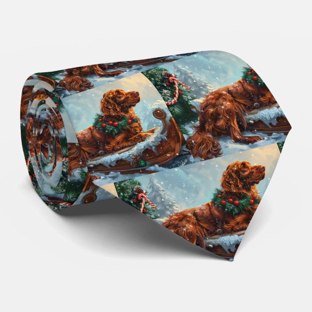 Irish Red Setter Dog Weihnachtsfest Krawatte (Gerollt)