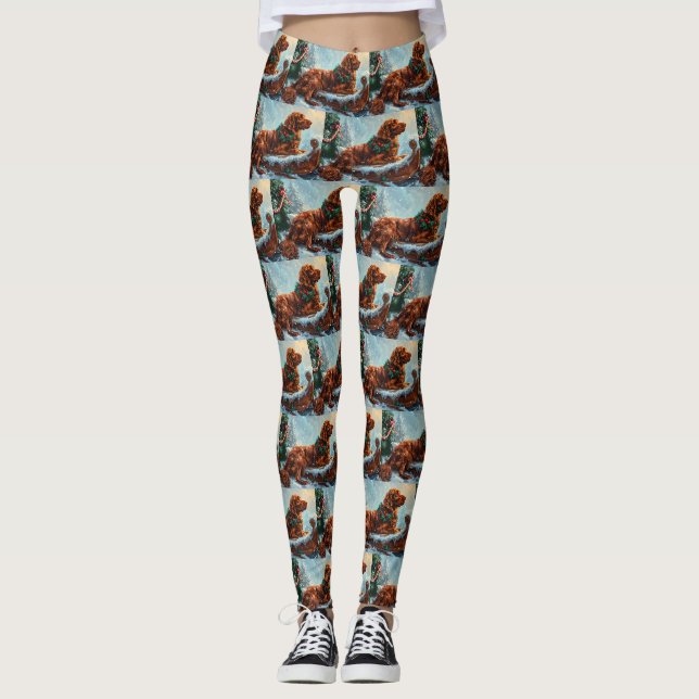 Irish Red Setter Dog Weihnachtsfest Leggings (Vorderseite)