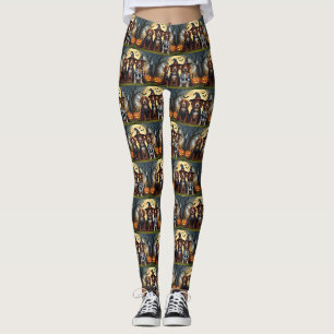 Irish Red Setter Dogs Pumpkin Halloween Funny Leggings