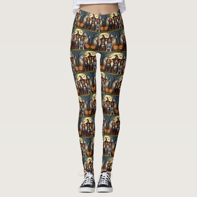 Irish Red Setter Dogs Pumpkin Halloween Funny Leggings (Vorderseite)