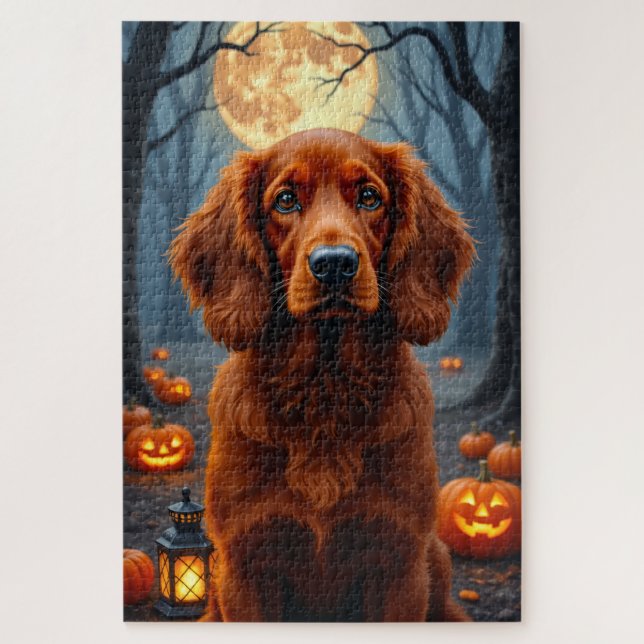 Irish Red Setter Gothic Halloween-Porträt (Vertikal)