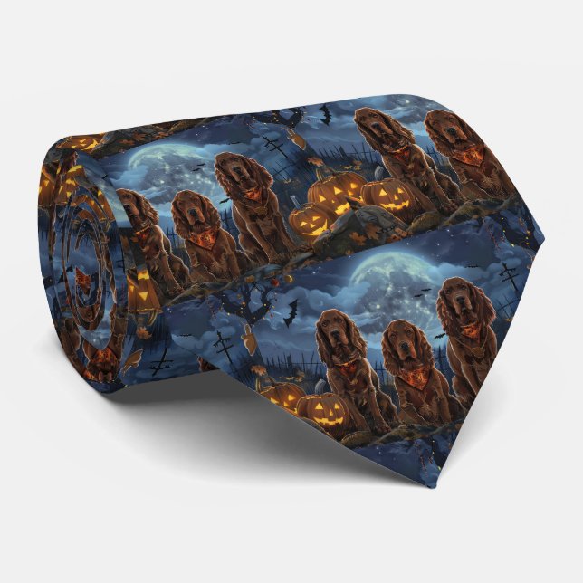 Irish Red Setter Halloween Spooky Krawatte (Gerollt)