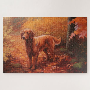 Irish Red Setter im Herbst Leaves Fall Inspiriert