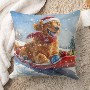 Irish Red Setter im Schlitten Lass es schneien Wei Kissen
