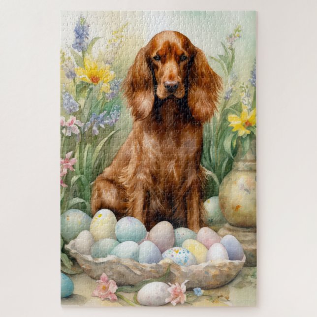 Irish Red Setter mit Ostereiern (Vertikal)