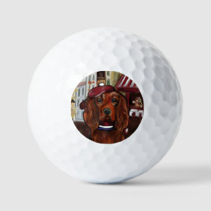 Irish Red Setter Postkarte Golfball