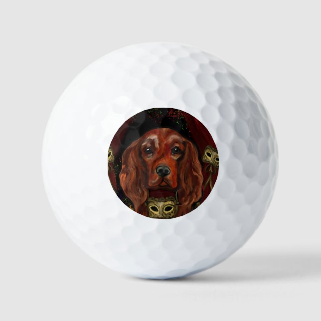 Irish Red Setter Postkarte Golfball (Vorderseite)