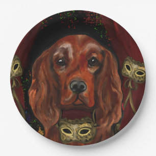 Irish Red Setter Postkarte Pappteller