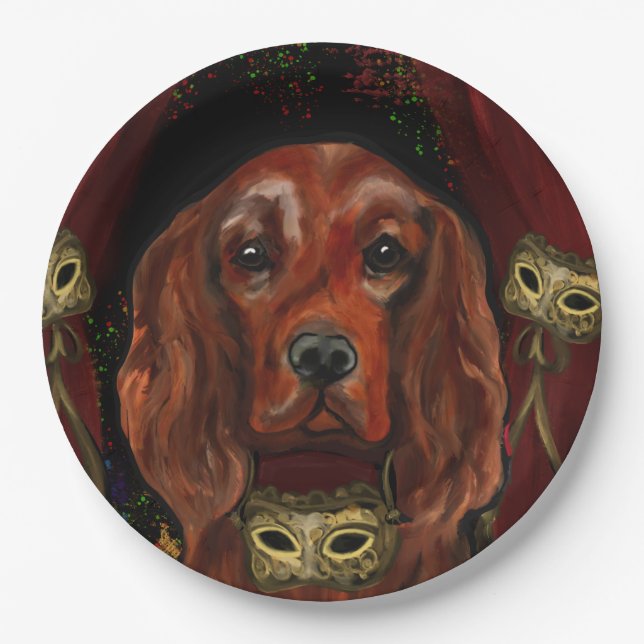 Irish Red Setter Postkarte Pappteller (Vorderseite)