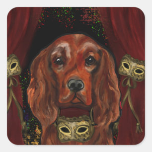 Irish Red Setter Postkarte Quadratischer Aufkleber