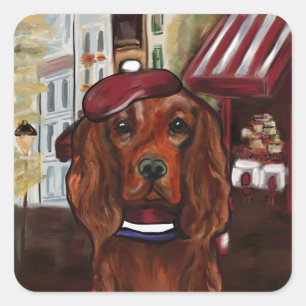 Irish Red Setter Postkarte Quadratischer Aufkleber