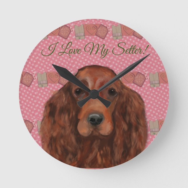 Irish Red Setter Runde Wanduhr (Vorderseite)