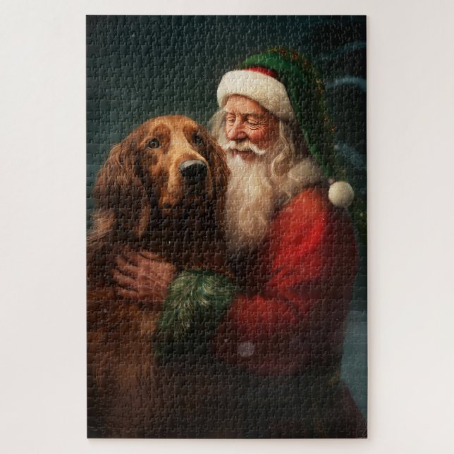 Irish Red Setter Santa Claus Festliche Weihnachten (Vertikal)