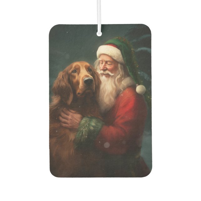 Irish Red Setter Santa Claus Festliche Weihnachten Autolufterfrischer (Vorderseite)