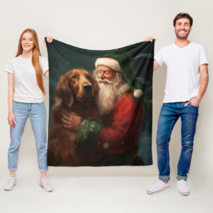 Irish Red Setter Santa Claus Festliche Weihnachten Fleecedecke
