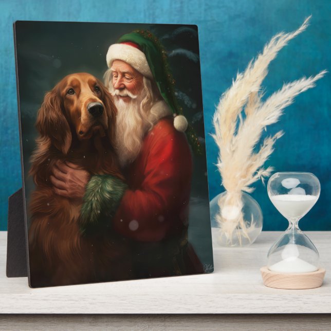 Irish Red Setter Santa Claus Festliche Weihnachten Fotoplatte (Seite)