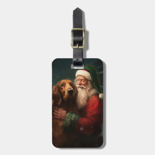 Irish Red Setter Santa Claus Festliche Weihnachten Gepäckanhänger