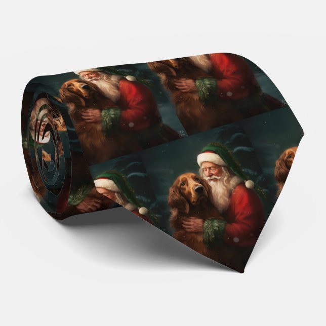 Irish Red Setter Santa Claus Festliche Weihnachten Krawatte (Gerollt)