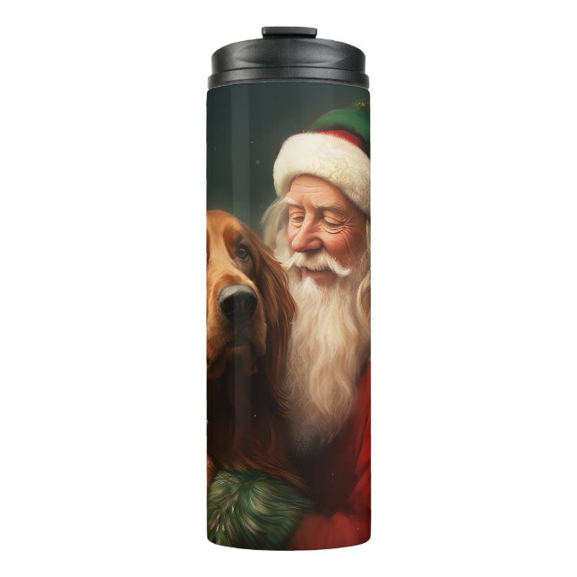 Irish Red Setter Santa Claus Festliche Weihnachten Thermosbecher (Vorderseite)