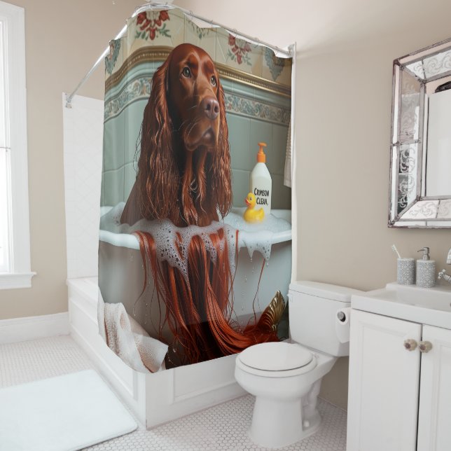 Irish Red Setter Sloppy Sleepy Niedlich Funny Duschvorhang (Beispiel)