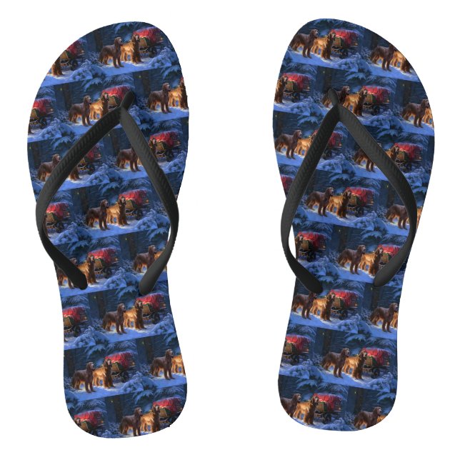 Irish Red Setter Snowy Sleigh Weihnachtsdekor Flip Flops (Fußbett)