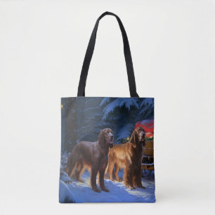 Irish Red Setter Snowy Sleigh Weihnachtsdekor Tasche
