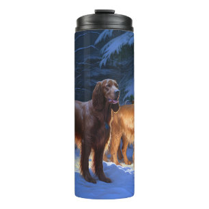 Irish Red Setter Snowy Sleigh Weihnachtsdekor Thermosbecher
