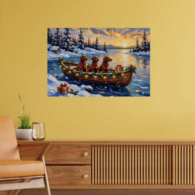 Irish Red Setter Weihnachtsboot Urlaub Poster (Wohnzimmer 2)