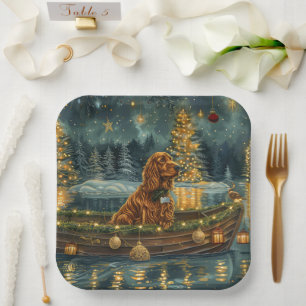 Irish Red Setter Weihnachtsfest Reise Pappteller