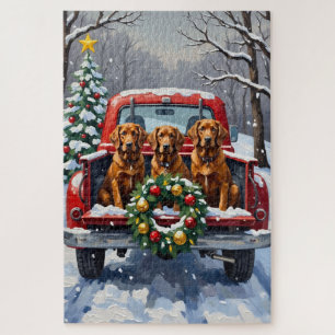 Irish Red Setter Weihnachtsroter LKW Feiertag