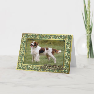 Irish Red & White Setter Dog Blank Christmas Card Feiertagskarte