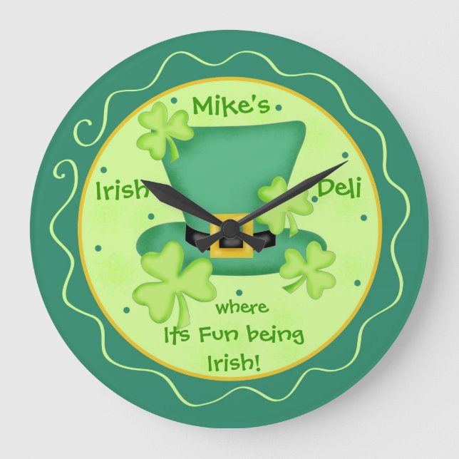 Irish Restaurant Pub St Patricks Celebration Große Wanduhr (Vorderseite)