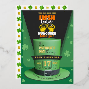 Irish Retro Modern St Patrick's Day Party Open Bar Folieneinladung