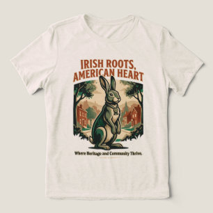 Irish Roots American Heart Kaninchen Tri-Blend Shirt