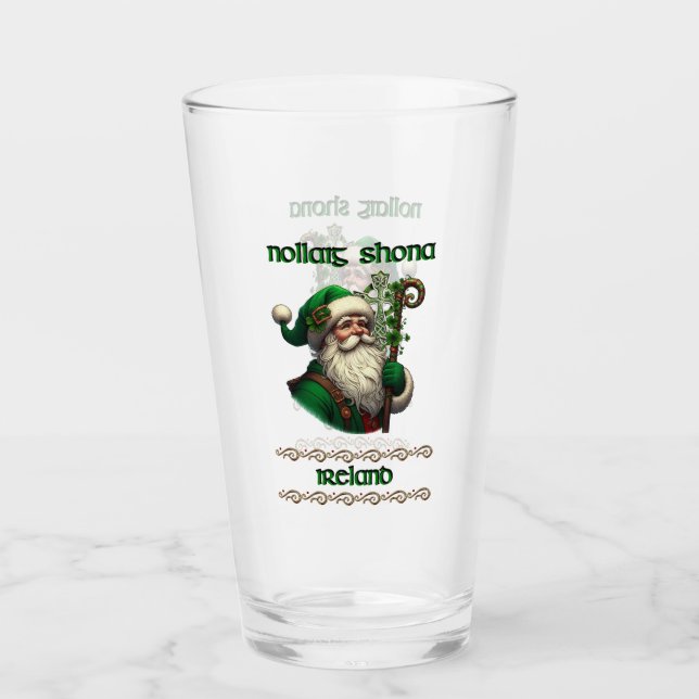 Irish Santa & Celtic Knot Christmas Glass Glas (Vorderseite)