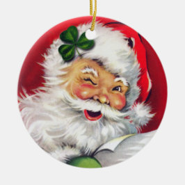 Irish Santa Christmas Ornament, Irish Christmas Keramik Ornament