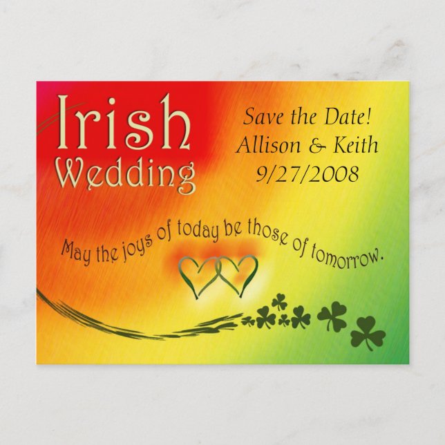 Irish Save the Date Wedding Postcard Ankündigungspostkarte (Vorderseite)
