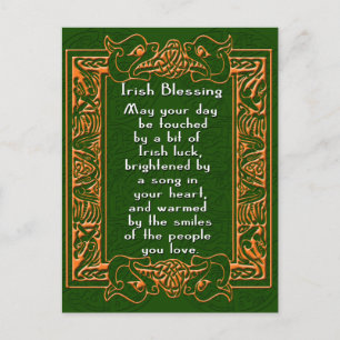 Irish Segen mit keltischem Schriftart und Hintergr Postkarte