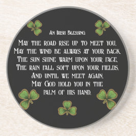 Irish Segen und Kleeblätter Schwarz und Grün Getränkeuntersetzer