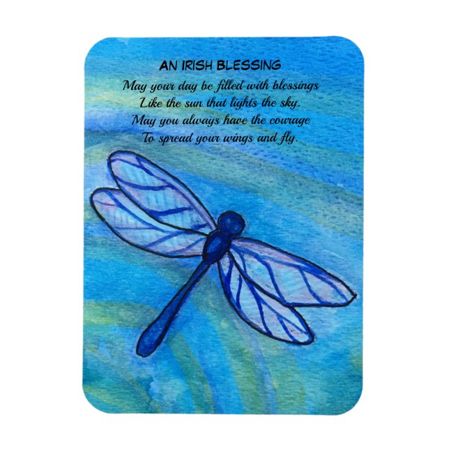 Irish Sessing Brave Blue Dragonfly Inspiration Magnet (Vertikal)