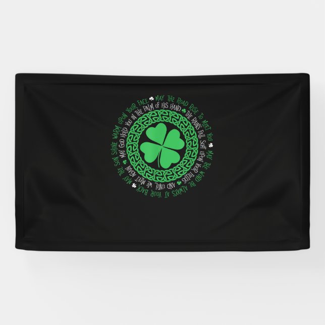 Irish Sessing Celtic Knot 4 Leaf Clover - St. Pat Banner (Horizontal)