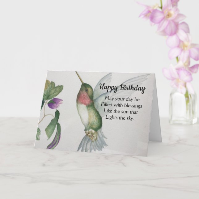 Irish Sessing Happy Birthday Courage Hummingbird Karte (Orchidee)