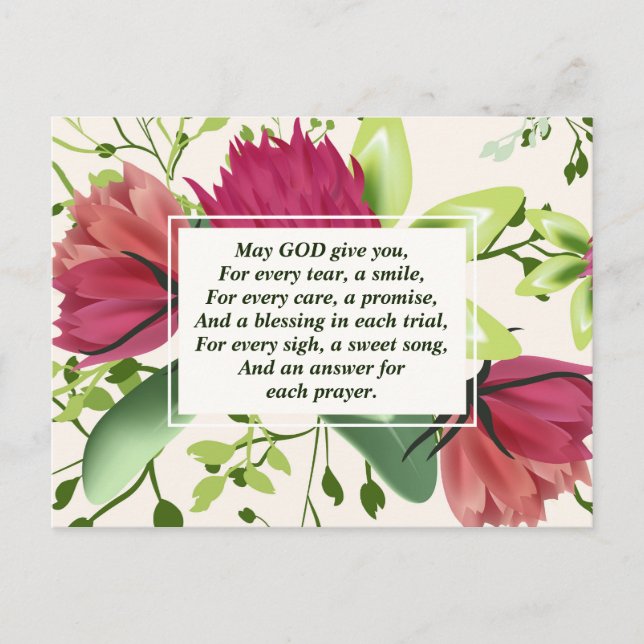 Irish Sessing Red Pink Green Cloud Floral Postkarte (Vorderseite)