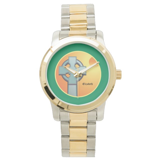 Irish Sessings Cross Personalisiert Armbanduhr (Vorderseite)
