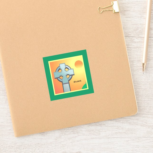Irish Sessings Cross Personalisiert Aufkleber (Notizbuch)