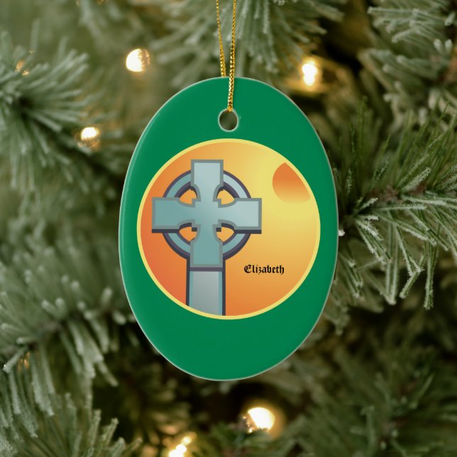 Irish Sessings Cross Personalisiert Keramik Ornament (Baum)