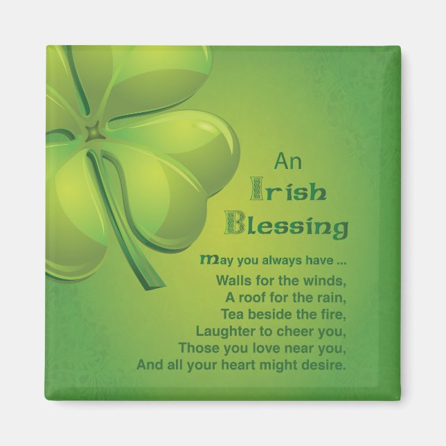 Irish Sessings Green Kleeblatt, keltisch Magnet (Vorne)