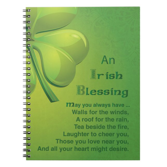 Irish Sessings Green Kleeblatt, keltisch Notizblock (Vorderseite)